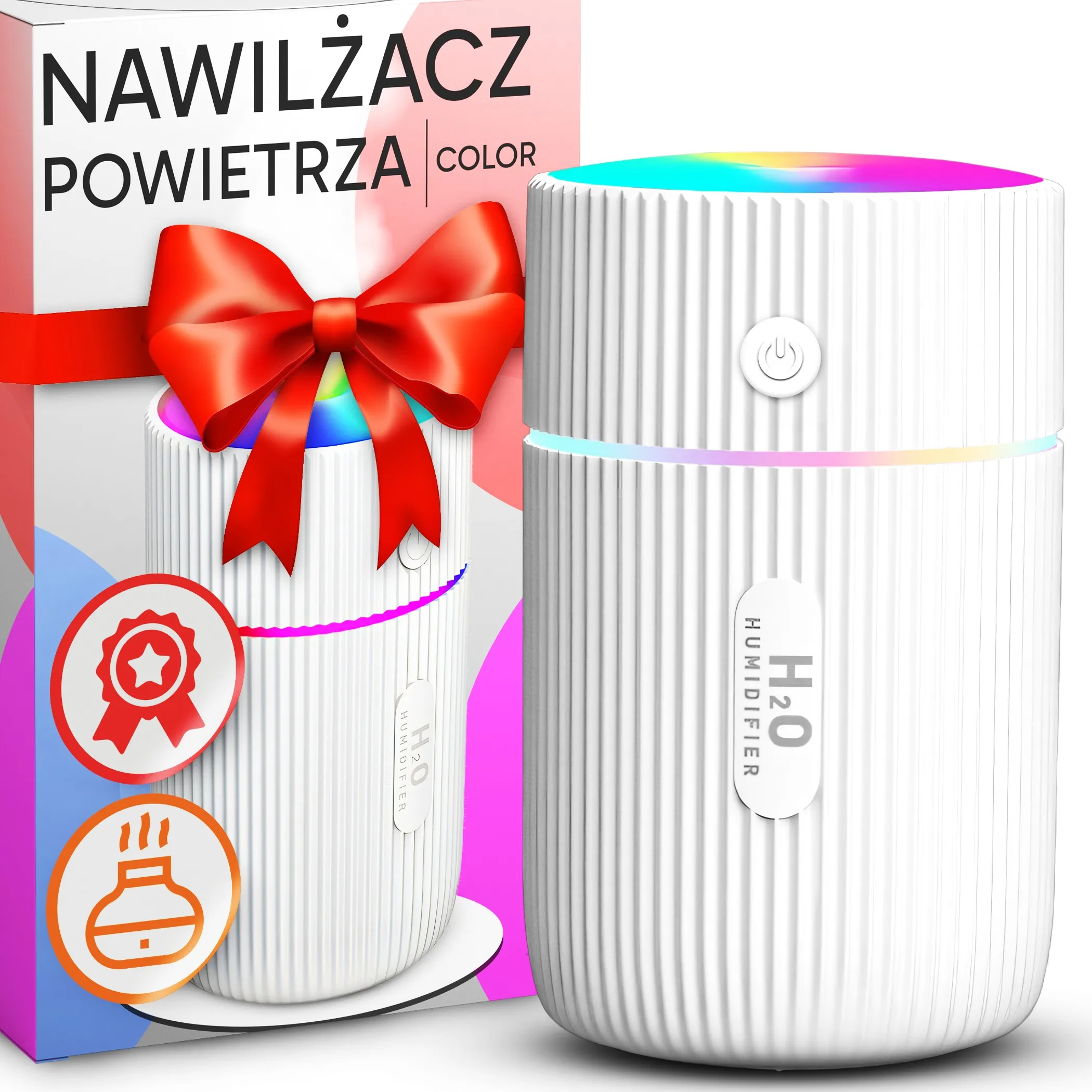 Mini nawilżacz powietrza samochodowy dyfuzor zapachowy USB lampka nocna RGB