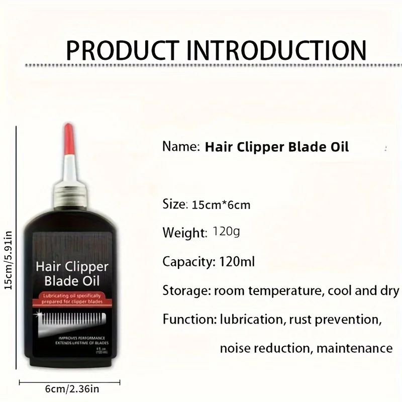 1/2 pcs Electric Shaver Premium Hair Clipper Blade Lubricating Oil Rust Prevention Maintenance 120ml Black Plastic Bottle