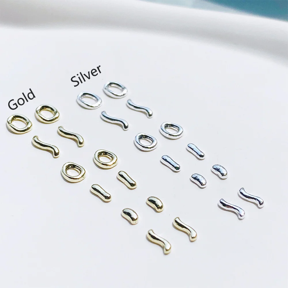 

50pcs Gold/Silver/Rose Gold Irregular Nail Rhinestones Alloy Twisted Metal Nail Decor Parts Jewelry Japanese Design Nail Parts