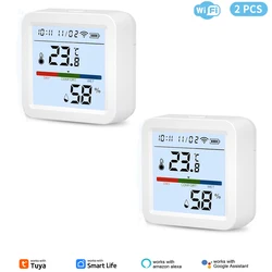 Smart WiFi Temperature and Humidity Sensor with Backlight and Voice Assistant Support (2PCS WIFI)