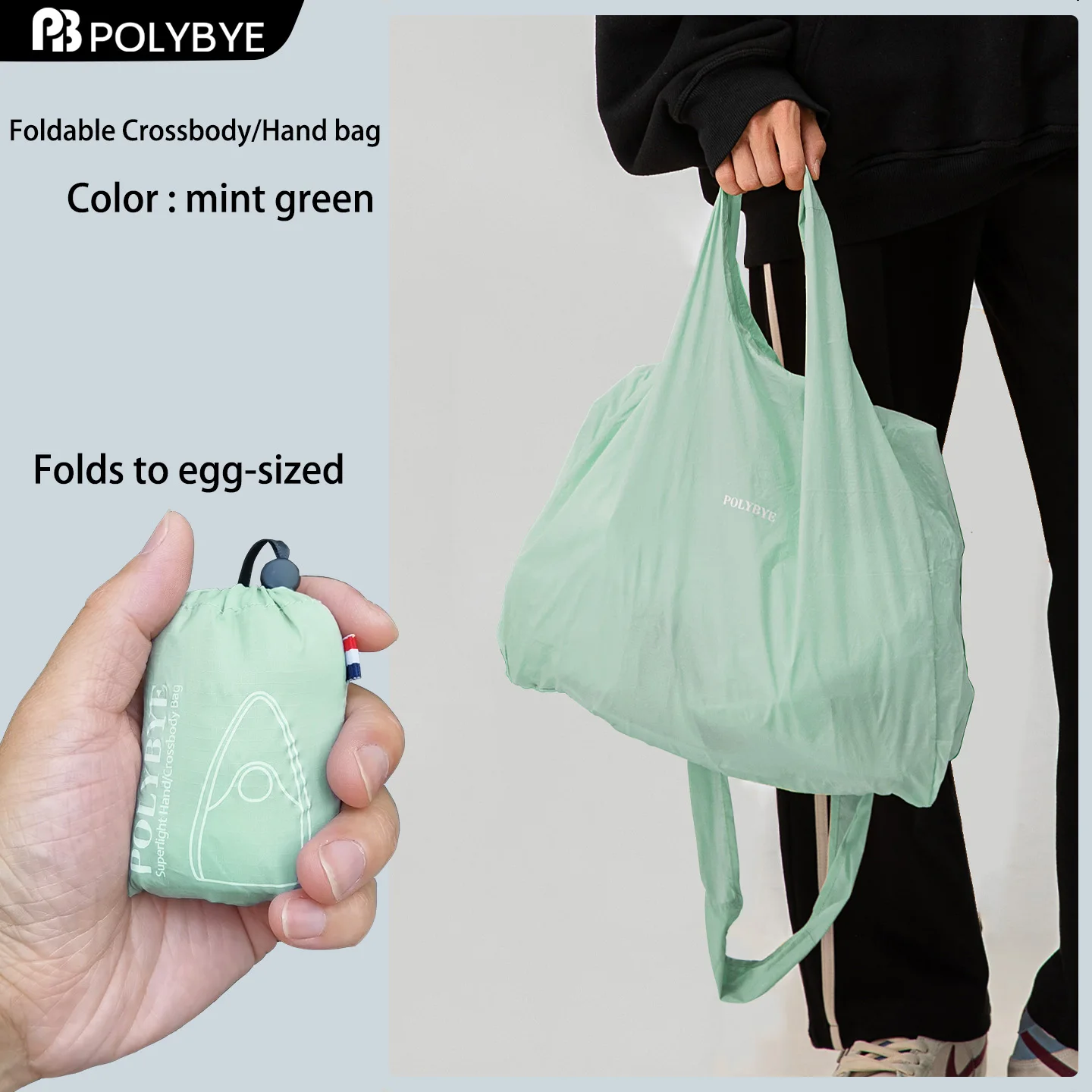 POLYBYE Eco-Friendly Foldable Nylon Tote Bag – Reusable, Portable, and Versatile