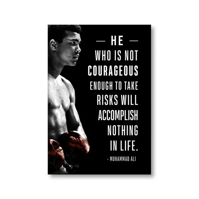 Póster de arte de pared de boxeador Mike Tyson, cita motivacional de Muhammad Ali, imágenes de decoración del hogar, impresiones en lienzo, pintura para decoración de sala de estar