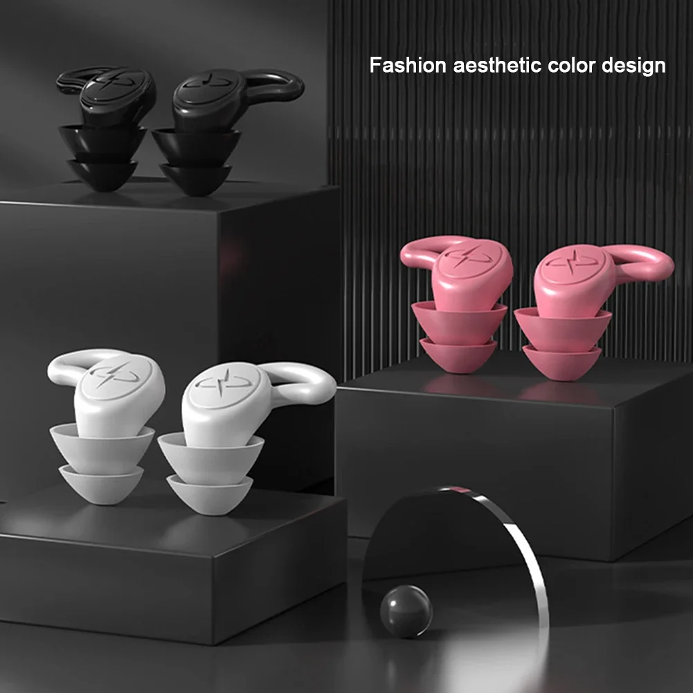 1Pair Sleep Noise Reduction Earplug Soft Silicone Ear Muffs Noise Protection Travel Reusable Swimming Waterproof Ear Plugs 2