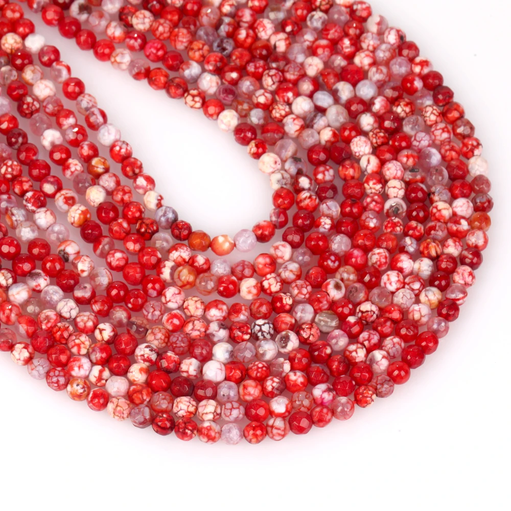 4mm Natürliche Bunte Facettierte Feuer Achat Stein Runde Lose Spacer Perlen Für Schmuck Machen DIY Armband Halskette Handmade 15" – Detail 10
