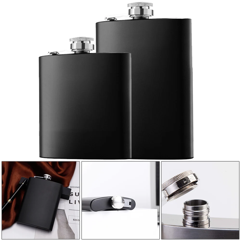Description Picture 6 of item6/8oz Hip Flask Camping Fishing Liquor Pocket Replacement Spare Parts Stainless Steel Accessories Black Whiskey