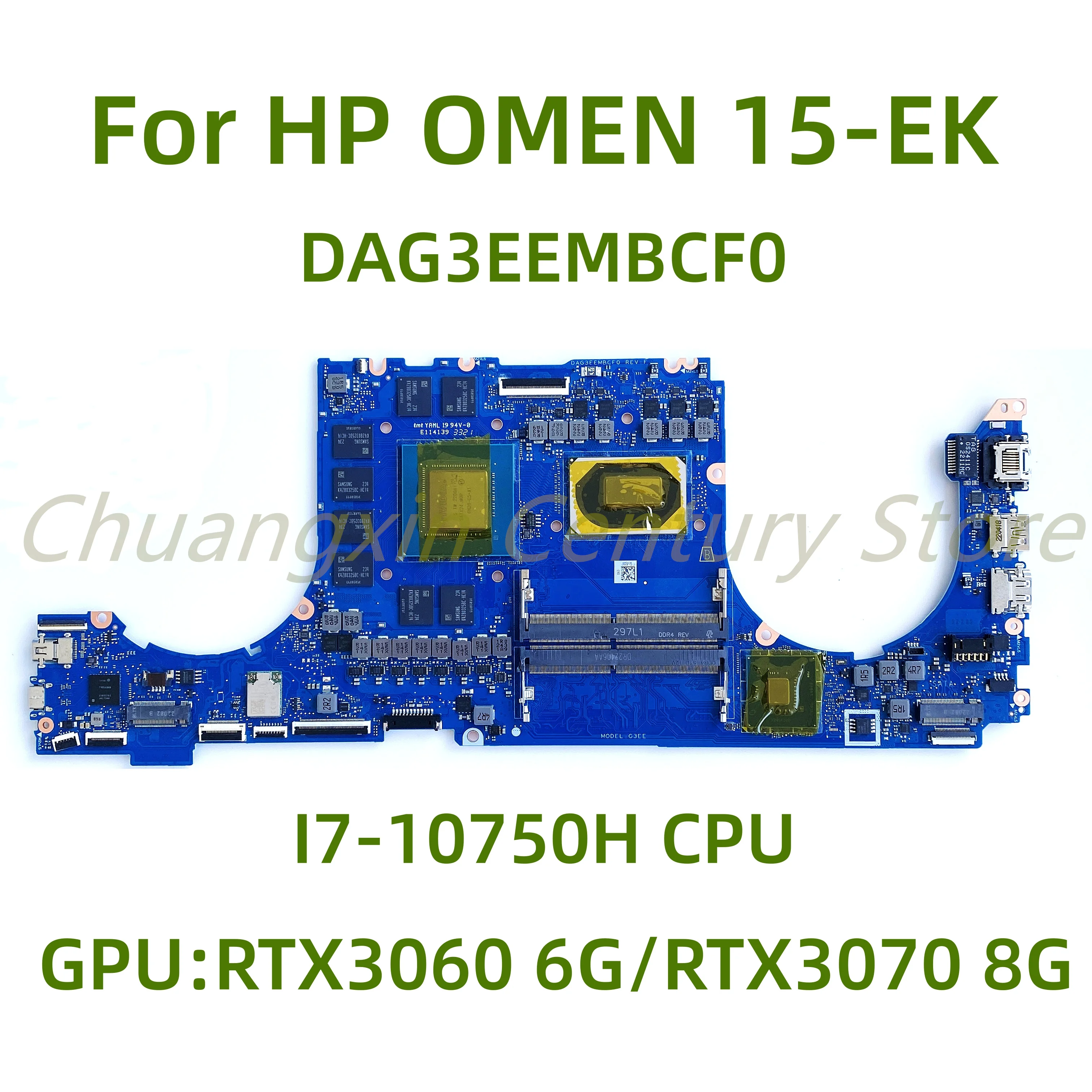 

for HP OMEN 15-EK laptop motherboard DAG3EEMBCF0 with I7-10750H/10870H CPU GPU: RTX3060 6G/RTX3070 8G 100% Tested Fully Work