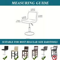1pc Water Resistant Leaf Texture Jacquard Stretch Bar Stool Chair Cover Spandex Washable Soft Removable Short Back Chair Covers 2