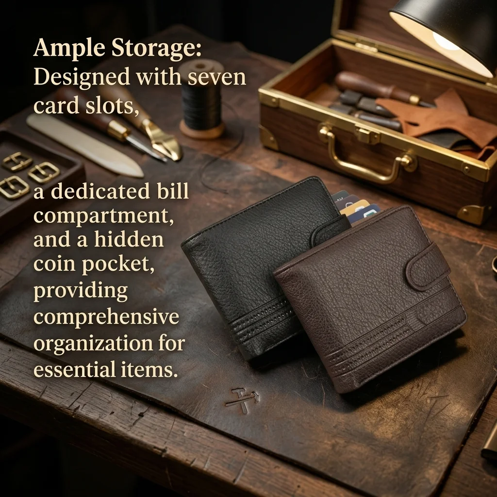 Men's Leather Wallet with Card Slots - Ideal for Everyday and Business Use