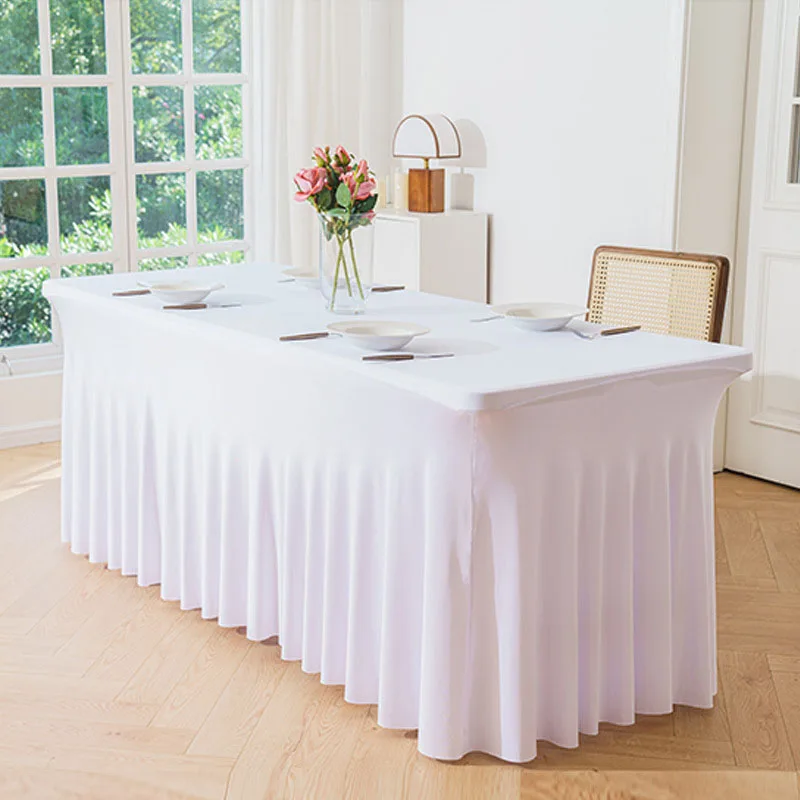Description Picture 2 of item8FT 1-20pcs Spandex Stretch Tablecloth Hotel Banquet Wedding Party Table Cover fitted white/black Table Skirt Tablecloth