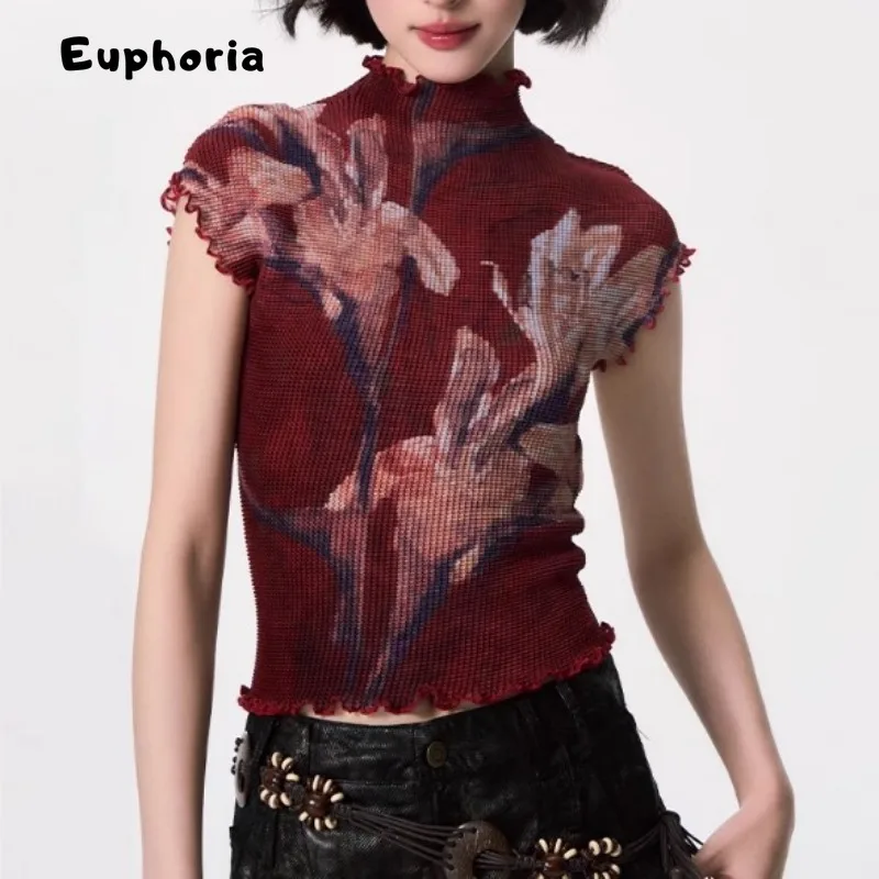 Euphoria Japanese Style Y2k Gyaru Print Graphic T-Shirts Coquette Tees Stretchy Short Sleeve Crop Tops 2000s Core Kawaii Summer 3