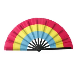 Vibrant Rainbow Folding Fan - Colorful Pride Accessory (Rainbow 2)