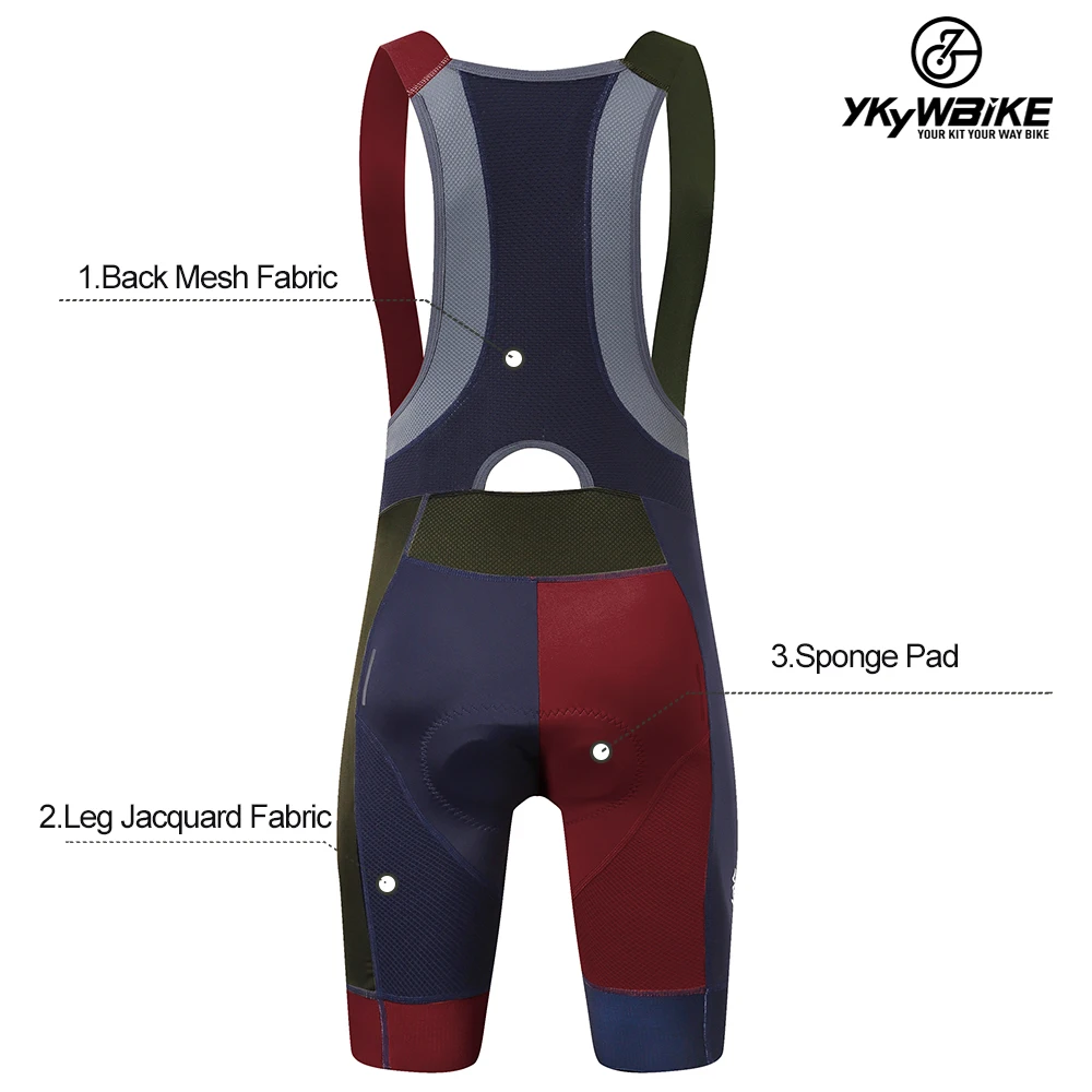 YKYW Colorful Pro Team Bib Shorts Men's Cycling Shorts Summer Bib Tights Bicycle Road Bike Ride Padded Pro Gradient cycling bib shorts cycling shorts