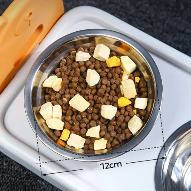 Elevated Pet Bowl for Small Dogs and Cats-Tilted Adjustable Raised Dog Bowls with 3 Stainless Steel Non-Slip Feeder Dog Bowls 5