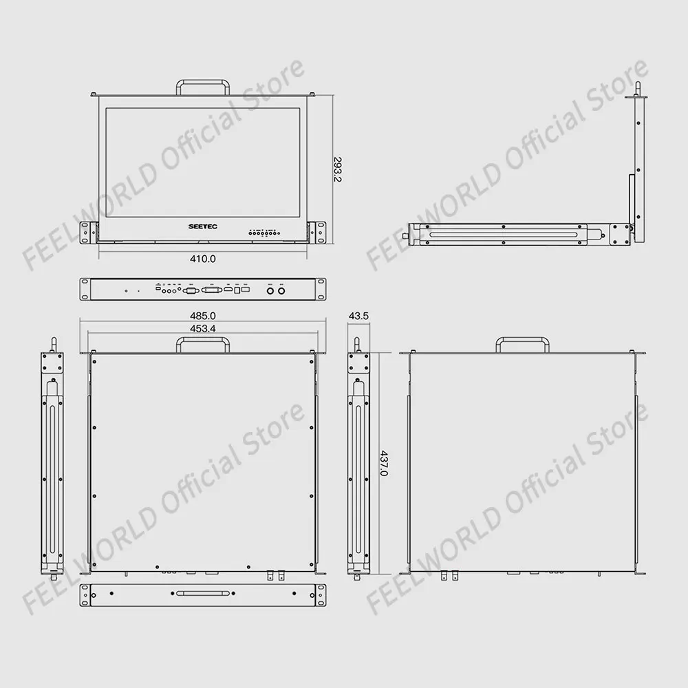 SEETEC 17.3 Inch 1RU Pull Out Rack Mount Broadcast Director Monitor Full HD 1920x1080 SC173-HD-56 for Peaking Focus Assi