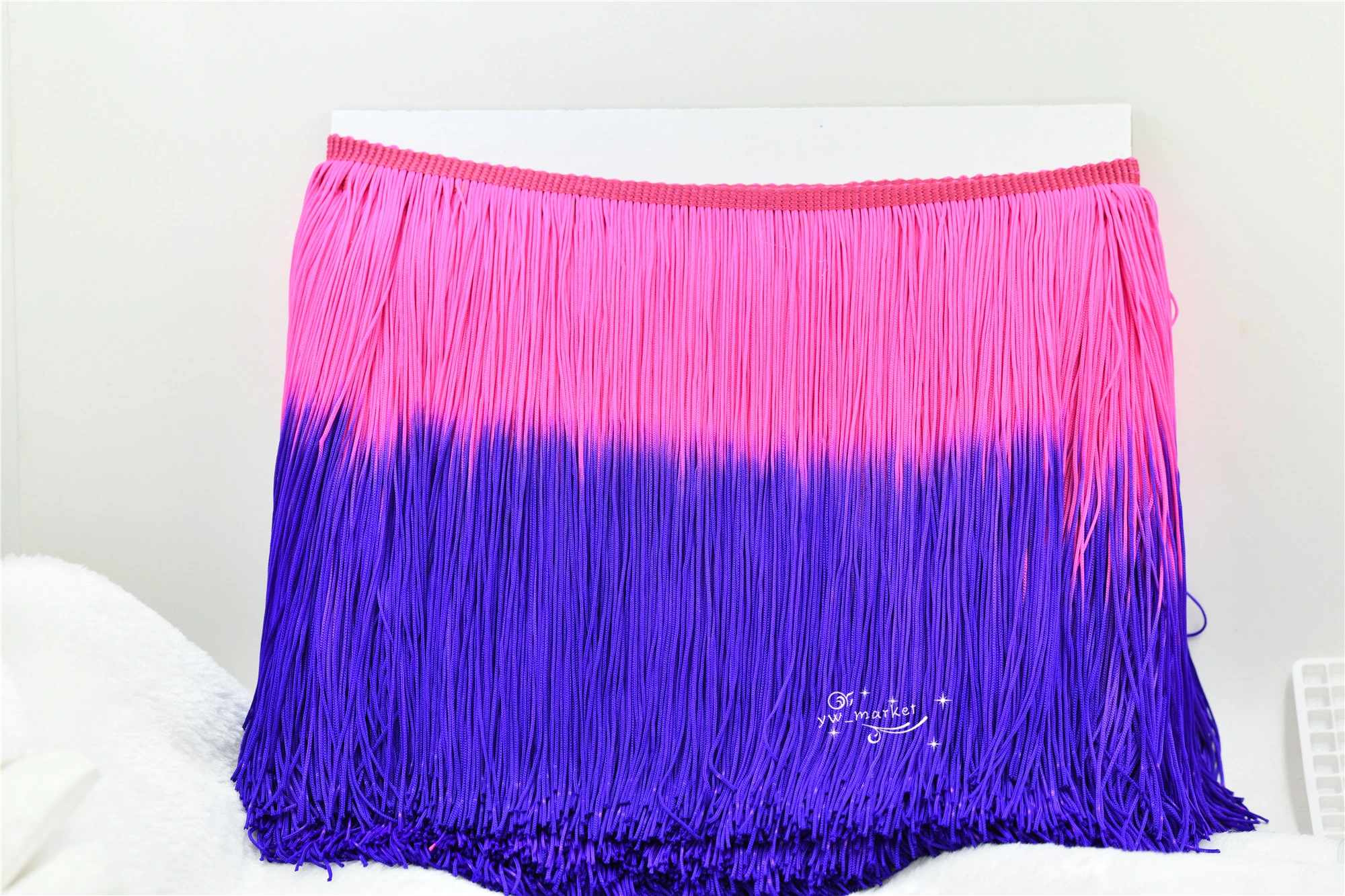 

20cm Double Color Latin samba skirt stagetassel fringe polyester lace bow sew