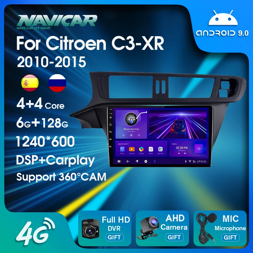 

Автомагнитола NAVICAR для Citroen C3-XR C3XR 2010-2015, 6 + 128G, видео, мультимедийный плеер, Автомагнитола для Carplay, Bluetooth-ресивер