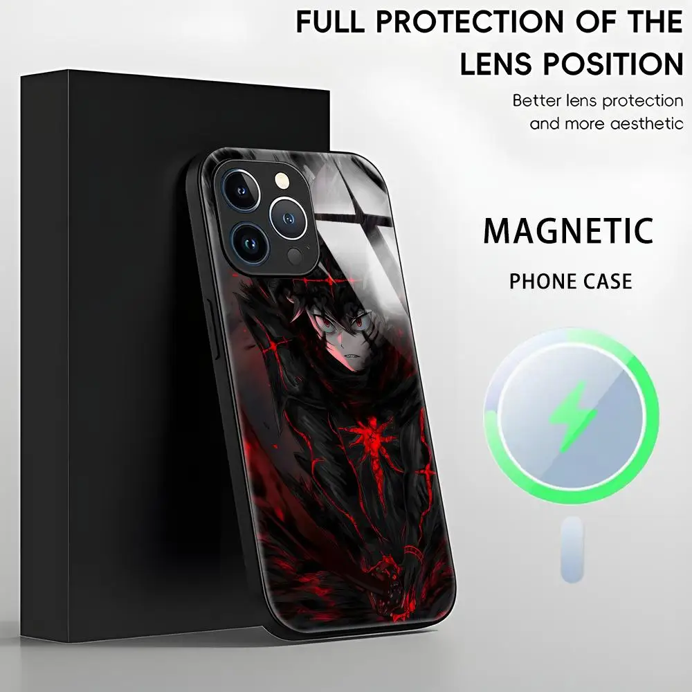 Black Clover Glass Magnetic Phone Case - Anime Design