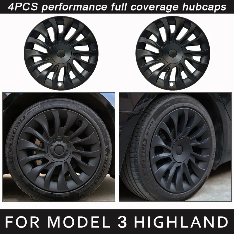 4 Pezzi Hubcap Auto Per Tesla Model 3 2024 Highland 18 Pollici Tappo Ruota Di Ricambio Automobile Copertura Completa Del Cerchione Accessori Copriruot