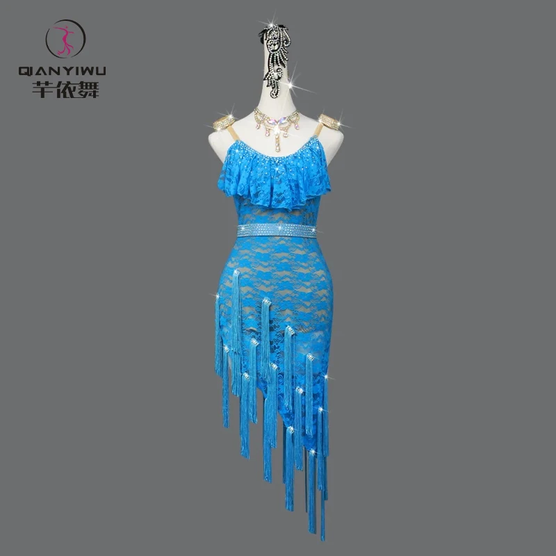 

New Latin Dance Dress Tassel Clothes Sexy Lace Costume Women's Sport Party Prom Practice Wear Cabaret Short Skirt Midi Line Suit