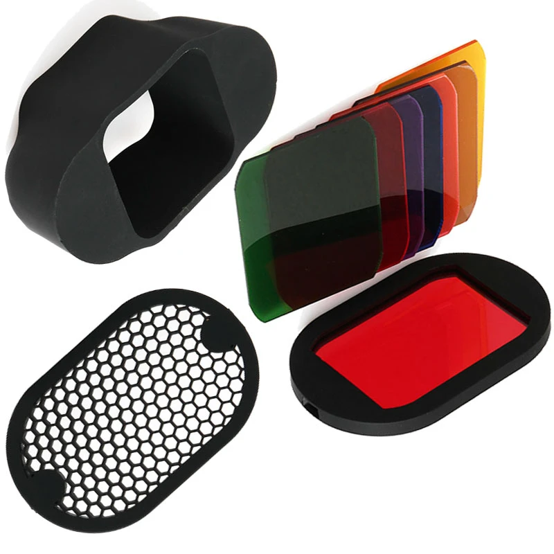 Flash Speedlight Grid Kit With Gel Band 9pcs Filters