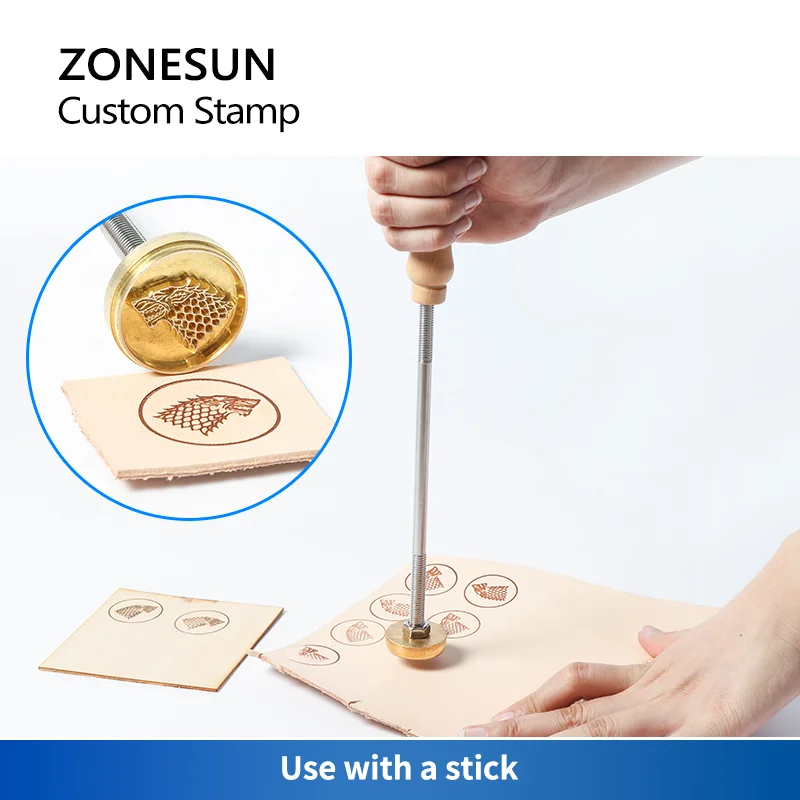 ZONESUN Custom Logo Leather Stamp Hot Brass Branding Iron Brand Heating On Wood Paper DIY Gift Personalized Stamping Mold 3