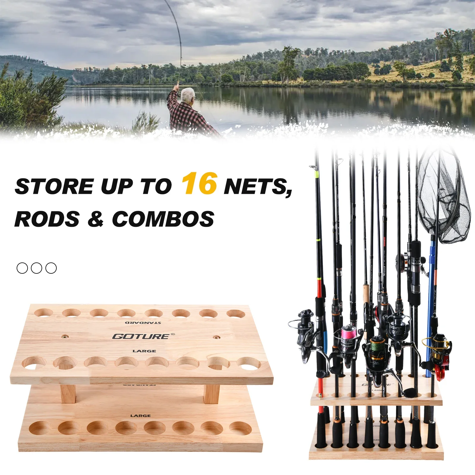Goture Fishing Rod Holder Up to 16 Rods Vertical Protect Storage Pole Rack  Display Stand Fixed Frame Fishing Tools Accessories - AliExpress