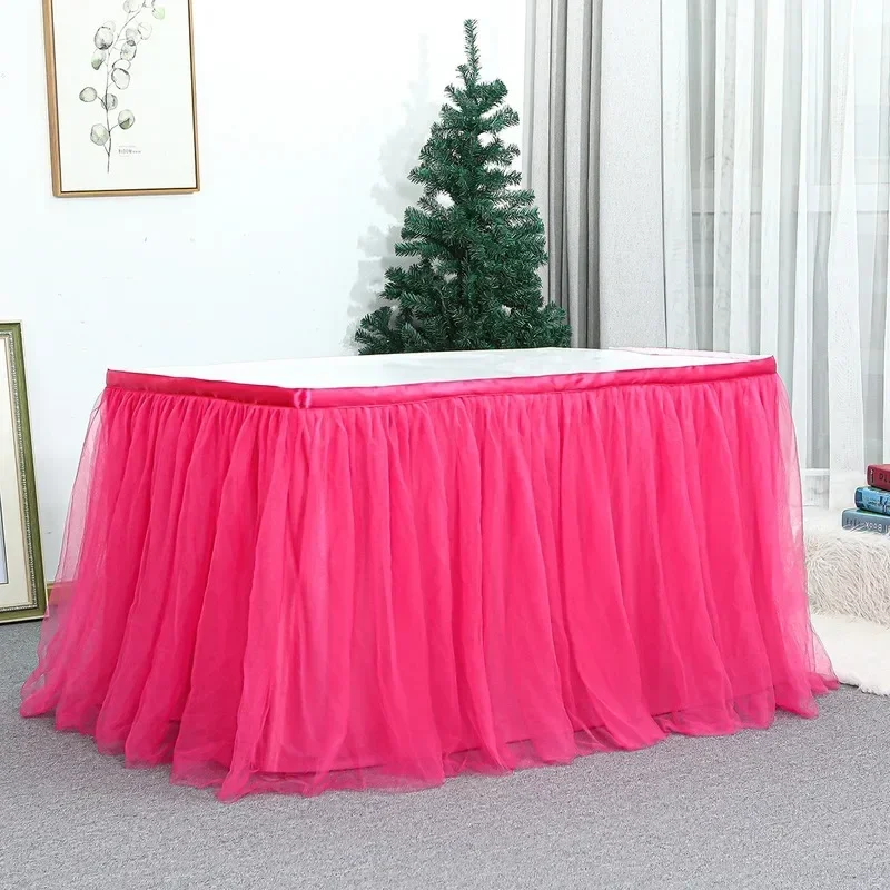 LaceWeddingTableSkirtSolidColorBirthdayPartyBanquetDesk