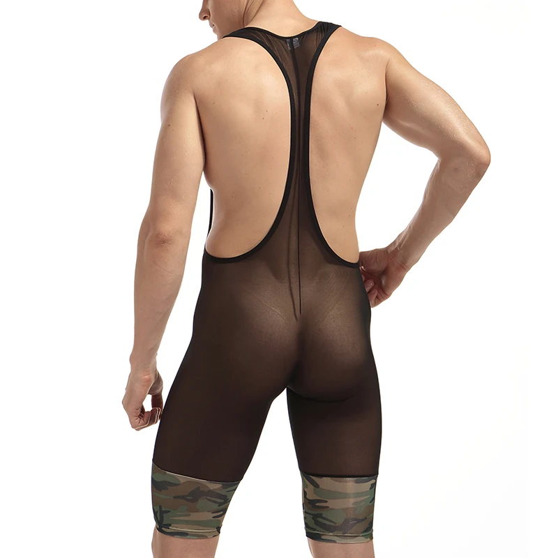 Men’s Camouflage Bodysuits and Underwear: Stretchy Tanks, Jumpsuits, and Intimate Lingerie mens mesh see thru underwear