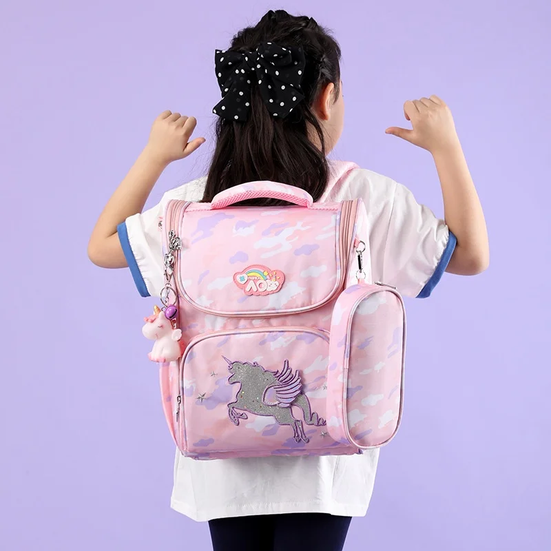 Grade 1-6 Students Children Cute Unicorn Fashion Large Capacity Backpacks New Girls Sweet Princess Cartoon Students Pen Bags Hot