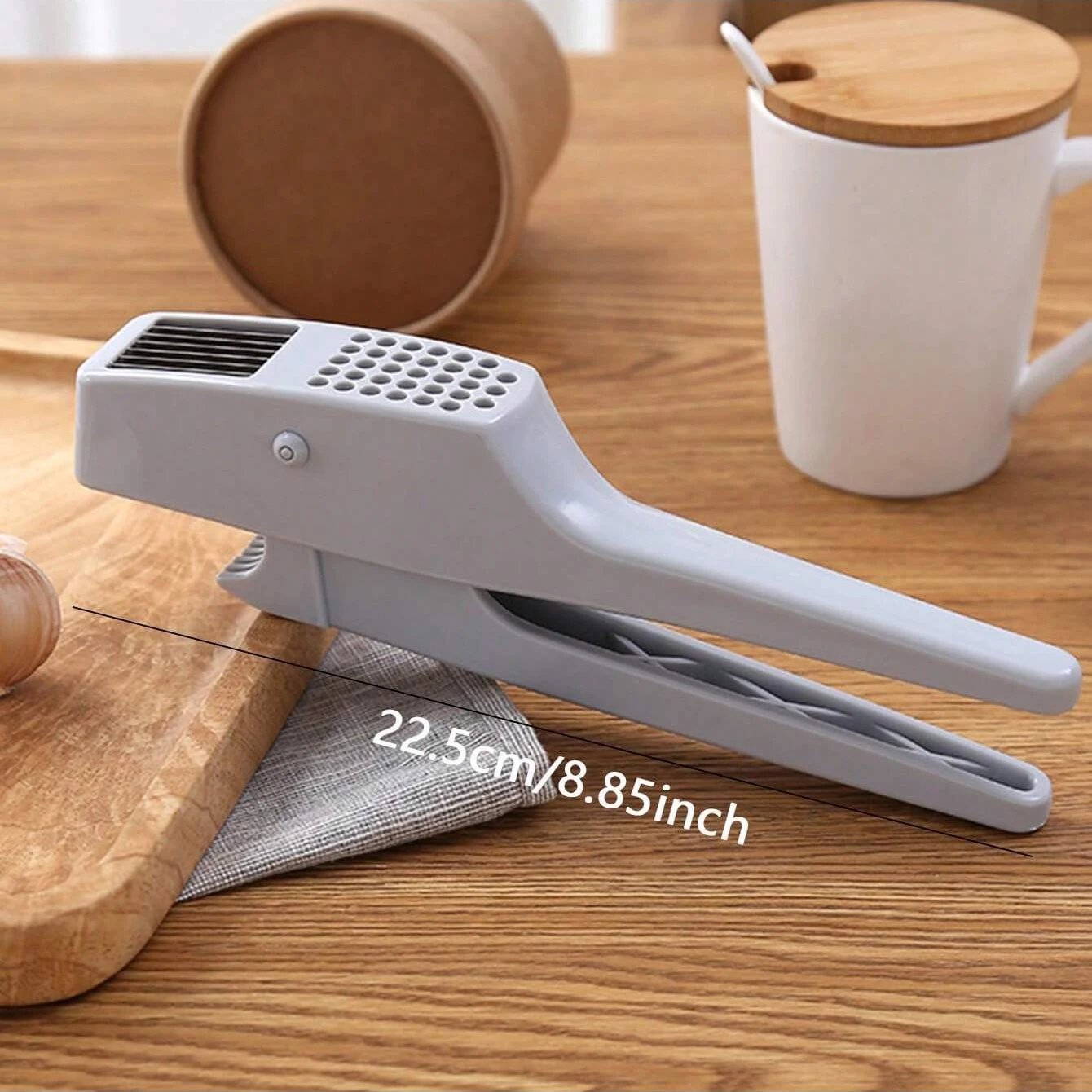 Plastic Manual Garlic Press and Slicer 2 in 1 Kitchen Gadget