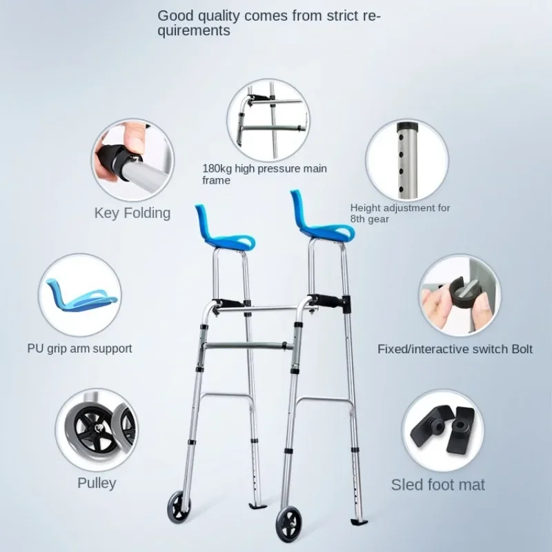 Arm Support Walking Stick with Seat, Adult Postoperative Training Walking Aids, Walking Inconvenience Anti-fall Mobility Scooter 4
