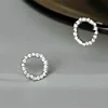 Delicate Small Circle Stud Earrings for Women Gold Color Crystal Minimalist Korean Party Summer Fashion Jewelry Accessories 3