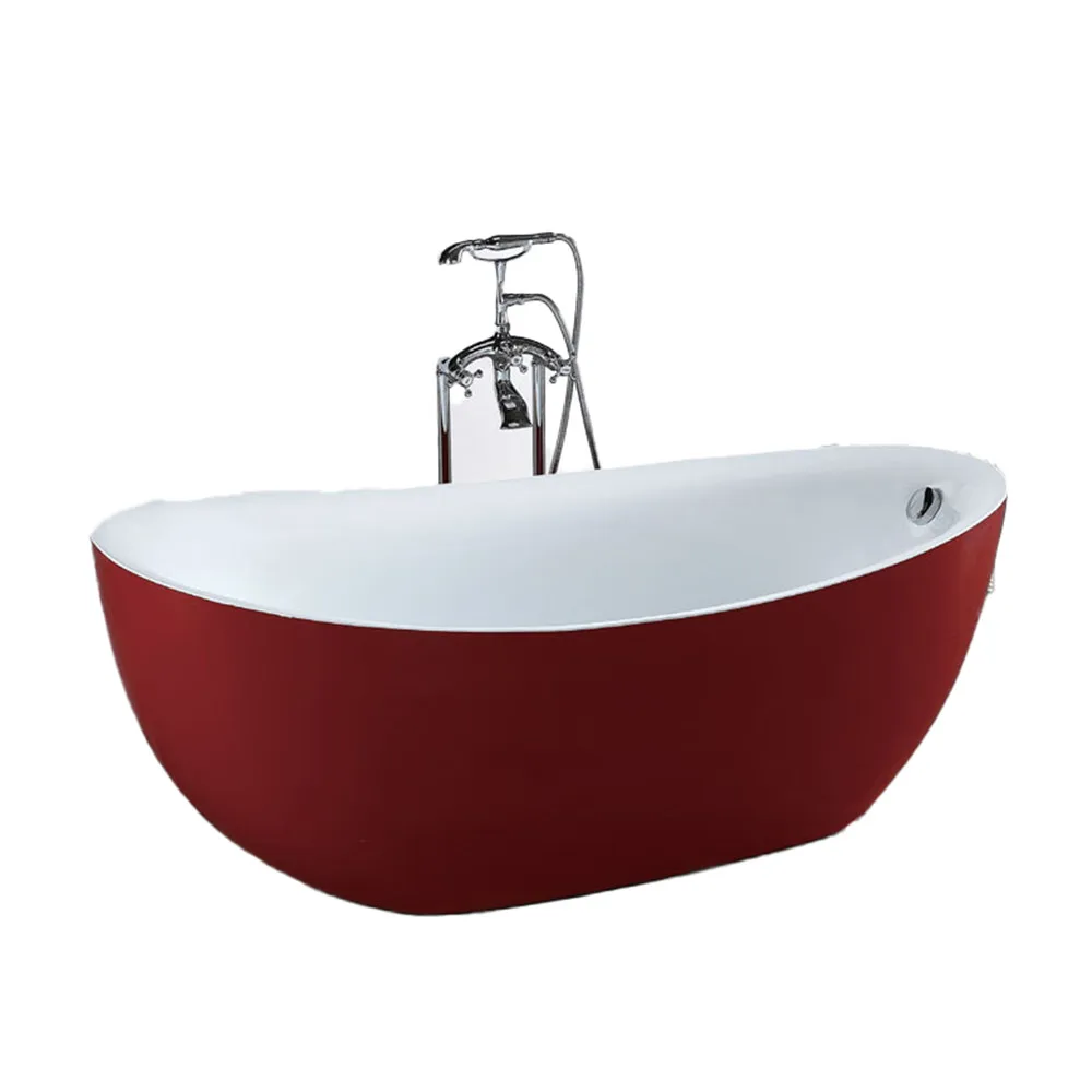 

Wine Red Color Soaking Tub Portable Adults Acrylic Bathtub