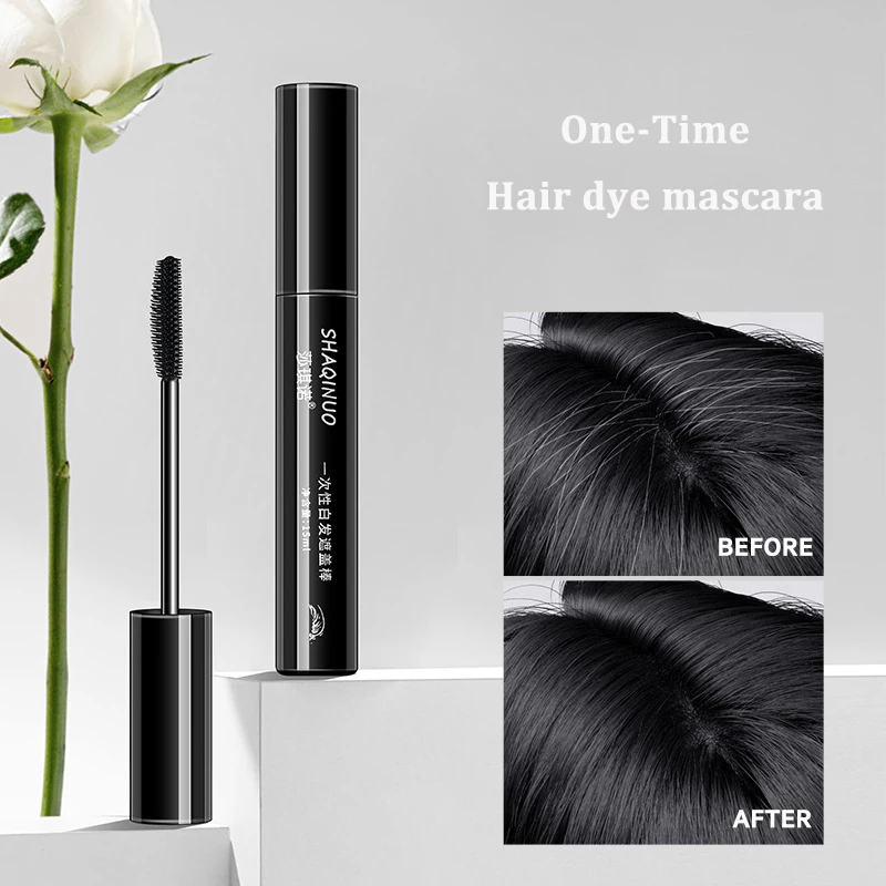 Black Brown One Time Hair Dye Mascara Instant Gray Root Coverage Hair