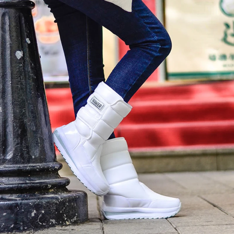 Snowboots Vrouw Winter Schoenen Comfortabele Fleece Warm Mid Laarzen  Vrouwelijke Waterdichte Antislip Winter Platform Botas Dames Schoeisel
