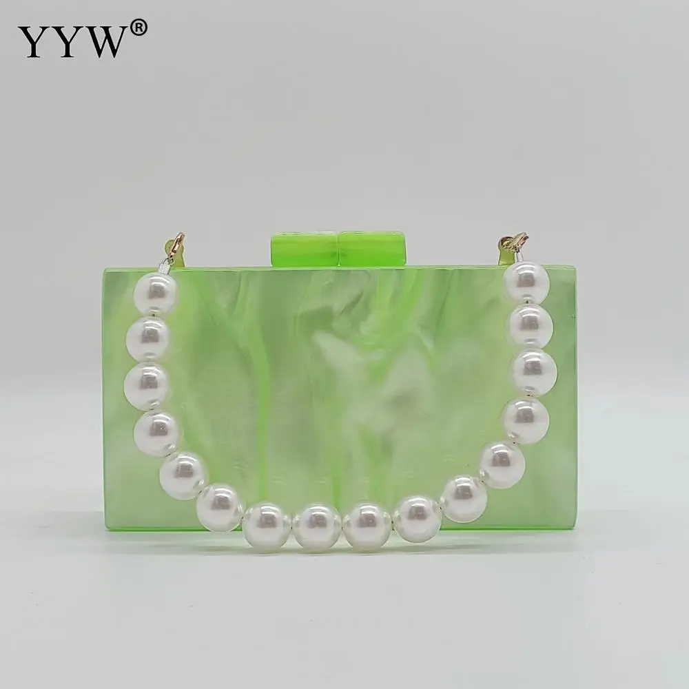 Women Acrylic Box Evening Clutch Bags For Wedding Party Luxury Pearl Handle Handbags Designer High Quality Shoulder Bag Purses