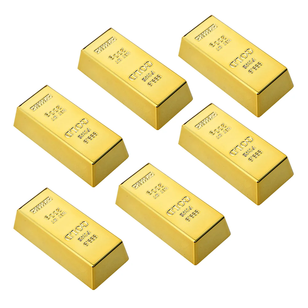 

6 Pcs Gold Bar Fridge Magnets Refrigerator Sticker Magnetic Stickers Plating Creative Office