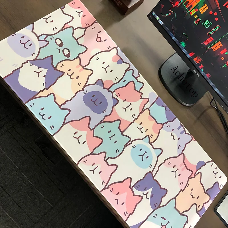 Charming Cat-Inspired Large Gaming Mouse Pad - Decorative Desk Mat & Computer Accessory