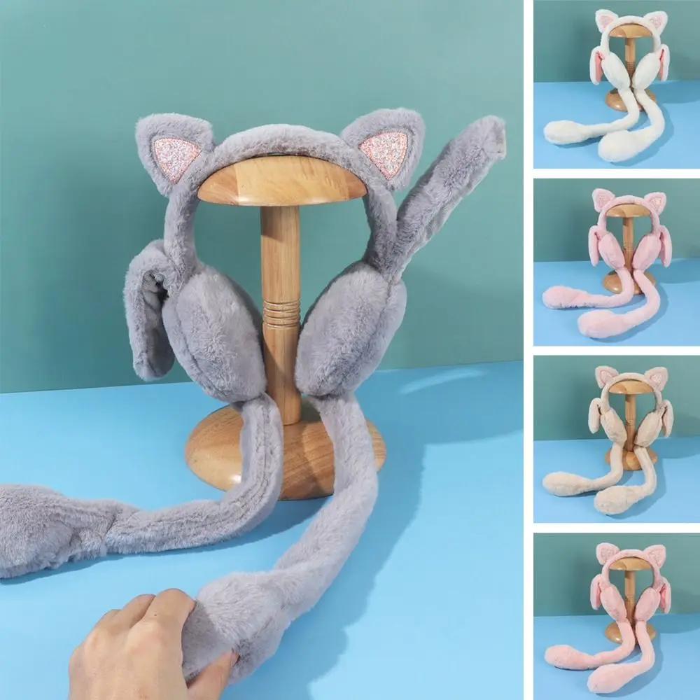 

Solid Color Ear Flap Winter Warm Funny Plush Cat Children's Ear Protection Moving Earmuffs Earmuffs