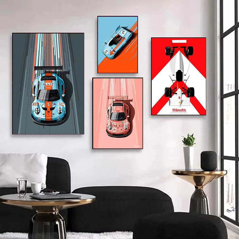 RetroF1RacingPosterSportsCarCanvasPrints24HeuresDuMans