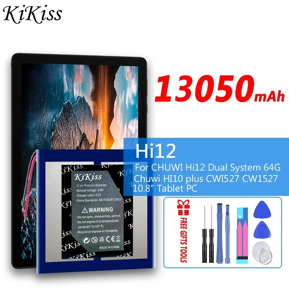 Tablet Battery Long Lasting 13050mAh Reliable Power For Chuwi Hi12 Dual System 64G HI10 Plus CW1527 10.8" Tablet PC NO Connector