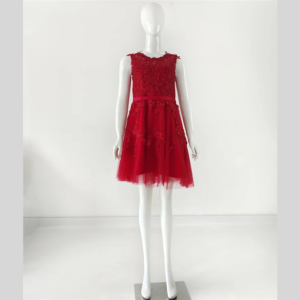 It's YiiYa Cocktail Dress Appliques Beading Pink Illusion Back A-line Knee Length Plus size Women Formal Party Gowns
