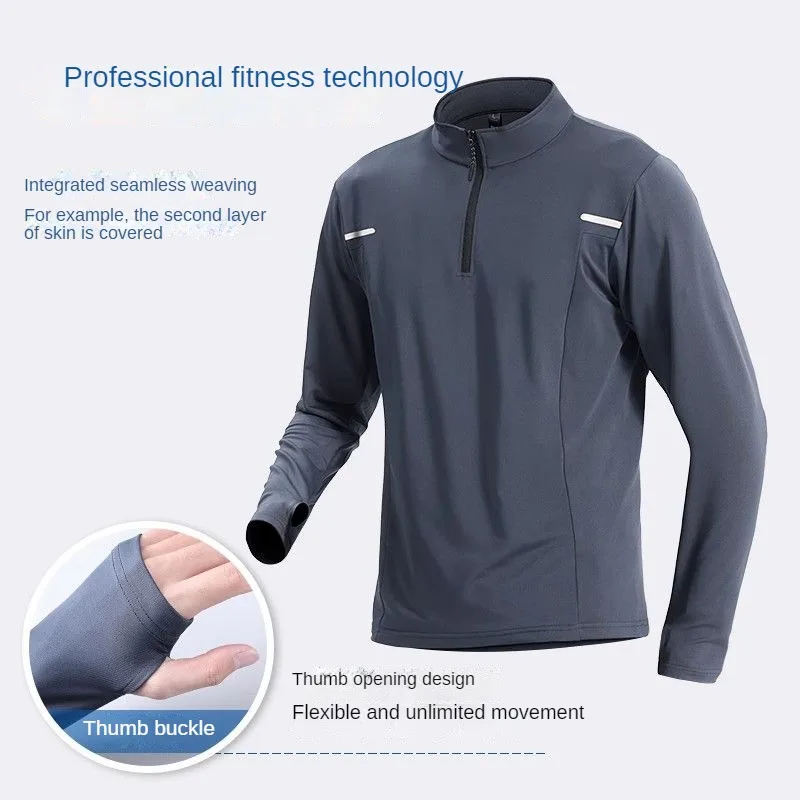 Sports Suit Men Autumn Winter Fleece Running Clothes Morning Run Tight Quick Drying Clothes Fitness Training Cycling Sports