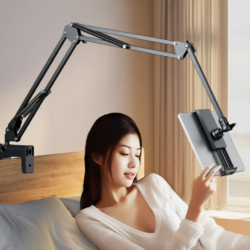 Rotativa Desktop Phone Mount com Braço de Alumínio Suporte para Tablet para Cama Suporte Ipad Xiaomi Lenovo Samsung 360 ° 4.7 12.9 - Imagem 3