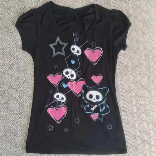 Letters Print Gothic Vintage Punk Black Crop Tops Women's Streetwear Baby Tee Vintage Short Sleeve T-Shirt Y2k Clothes Emo - Image 2