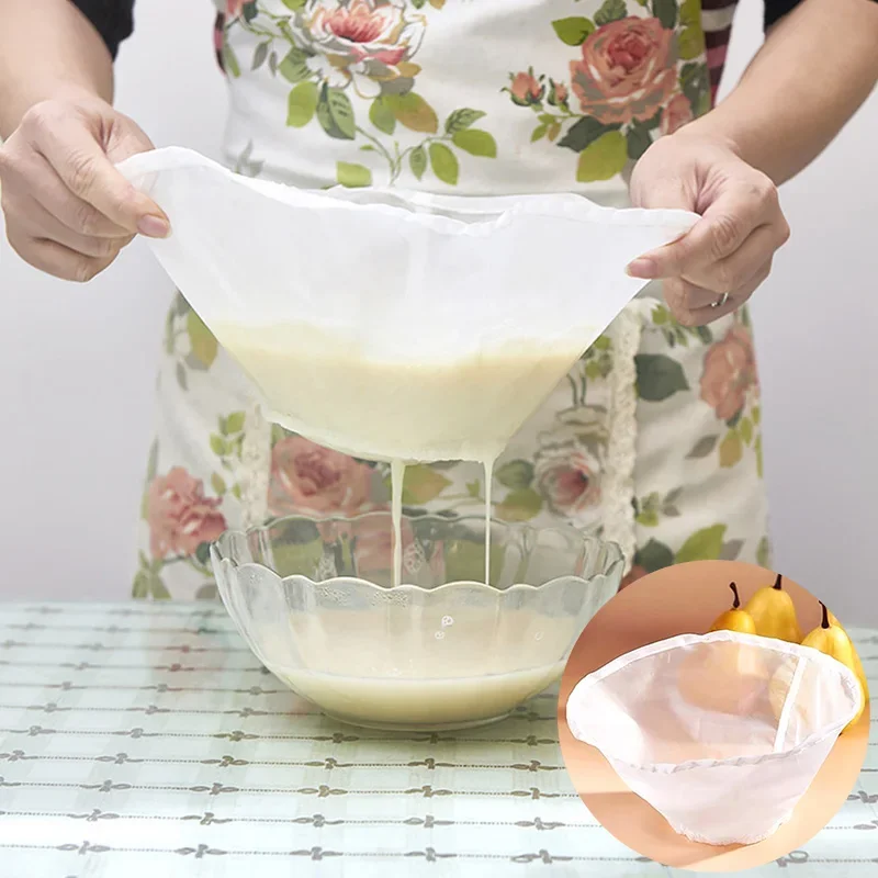 

120mesh Reusable Fine Mesh Nylon Filter Bag Bowl Shape Food Coffee Filter Wine Strainer Juice Soy Milk Nut Milk Tea 4 Sizes