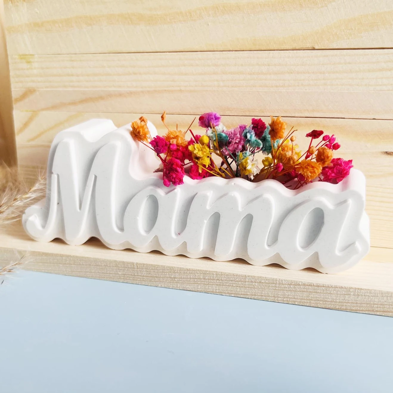 3D Mama Letter Flower Pot Silicone Mold Handmade Mother's Day Gift Home Decoration Letter Vase DIY Plaster Cement Drop Glue Mold silicone mold