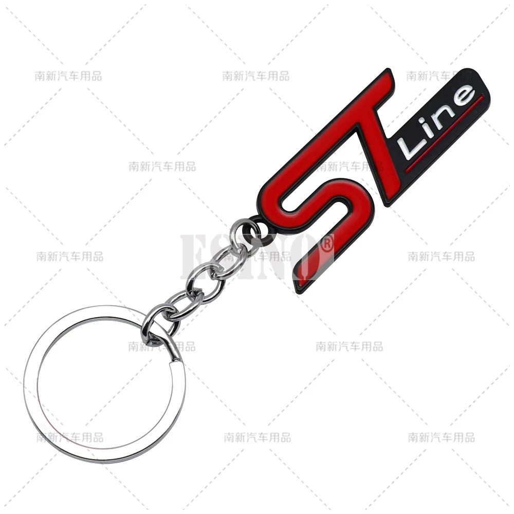 Car Styling 3D Metal Zinc Alloy Metal ST Line Logo Key Chain Keychain Key Ring for Ford Fiesta Focus Escape Kuga Explorer S-max