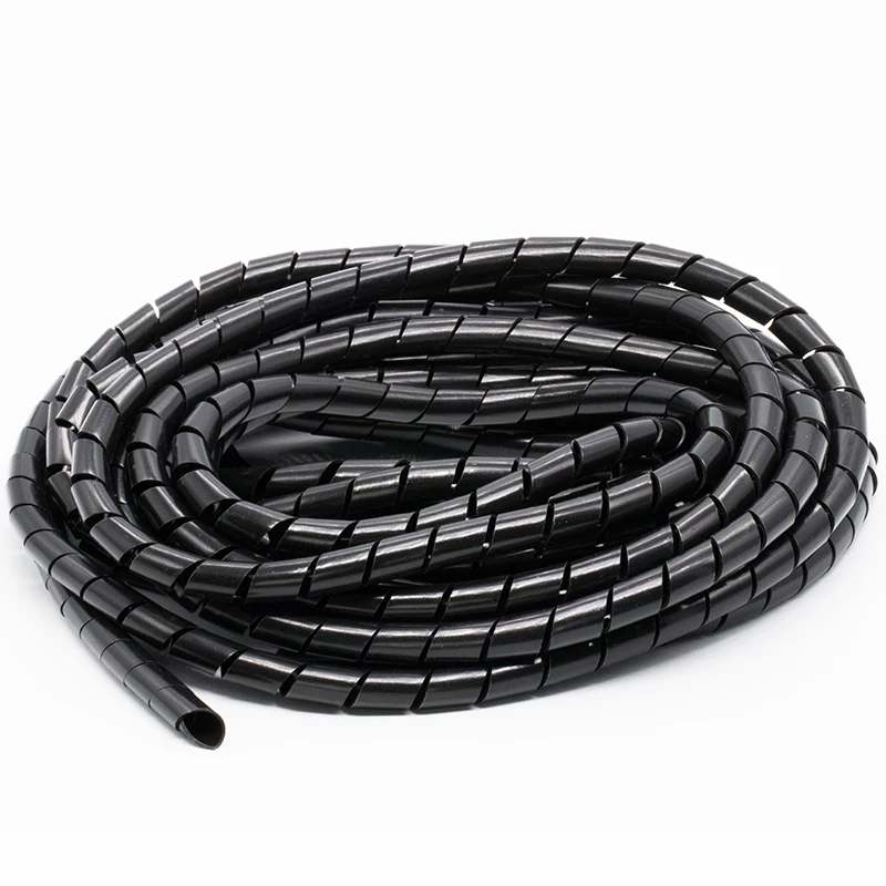 Cable Sleeve Winding Pipe Spiral Wrapping Transparent/Black Wire