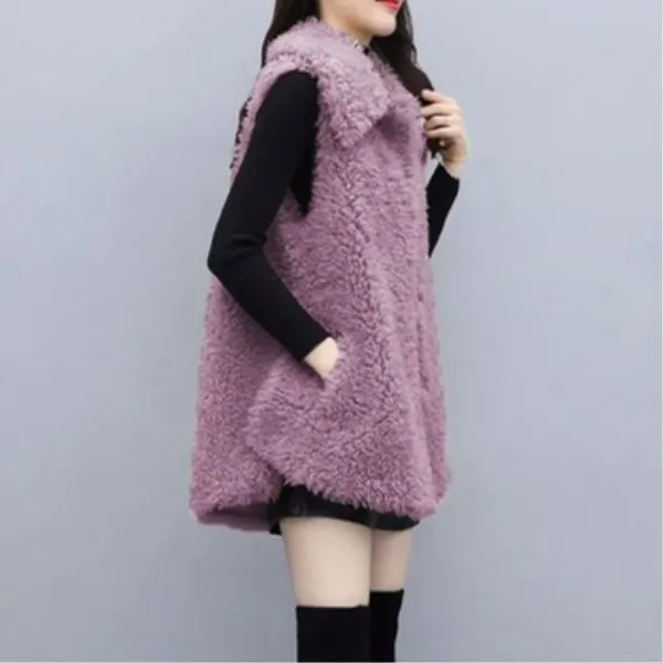 2021 Autumn Winter New Korean Imitation Lamb Wool Imitation Fur Integrated Coat Splicing Women's Vest Girl's Coat Leisure Coffe best winter coats for women Coats & Jackets